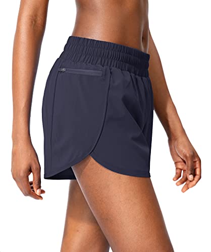 Soothfeel Womens Running Shorts with Zipper Pockets High Waisted Athletic Gym Workout Shorts for Women with Liner - Image 2