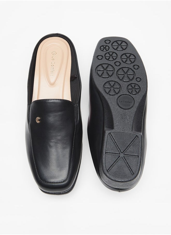 Le Confort Solid Slip-On Mules with Block Heels  - Image 4