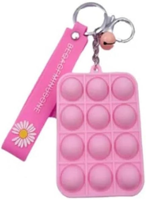 Creative Silicon Decompression Pop It Bubbles Fidget Toy Keychain (Pink)