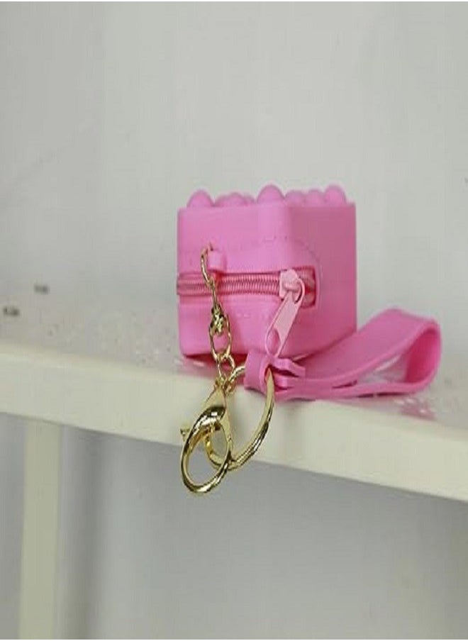Creative Silicon Decompression Pop It Bubbles Fidget Toy Keychain (Pink)