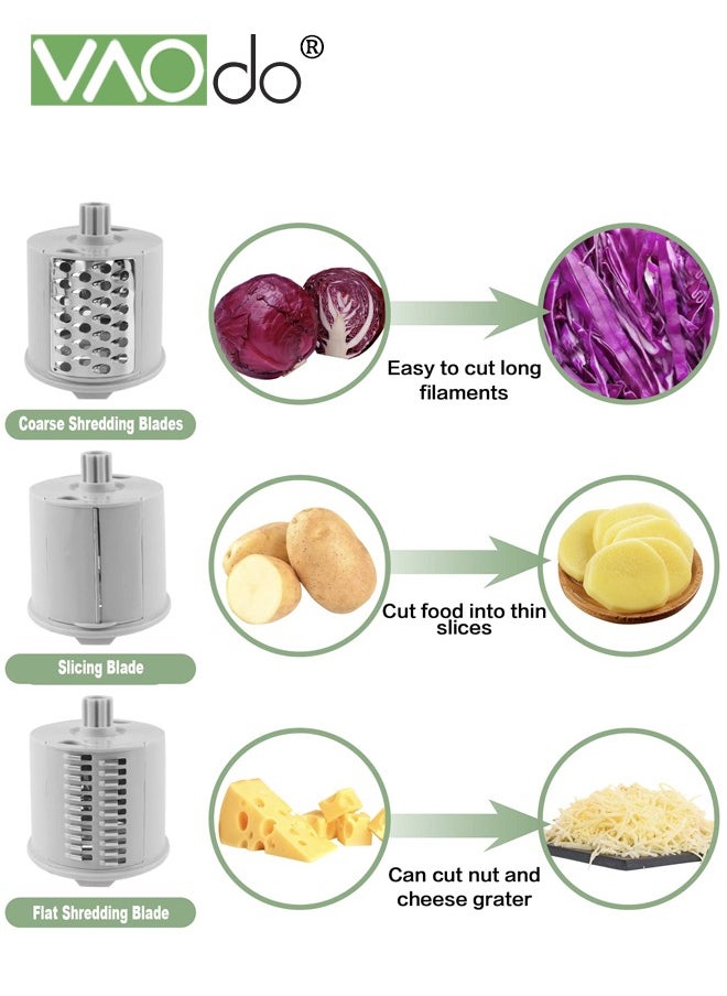 VAOdo - Potato Slicer Upgraded Hand Crank Vegetable Cutter Rotary Cheese Graters Multifunctional Chopper Veget Shredders Fruit Kitchen Tool with 4 Stainless Steel Drum Blades for Vegetables Green - Image 1