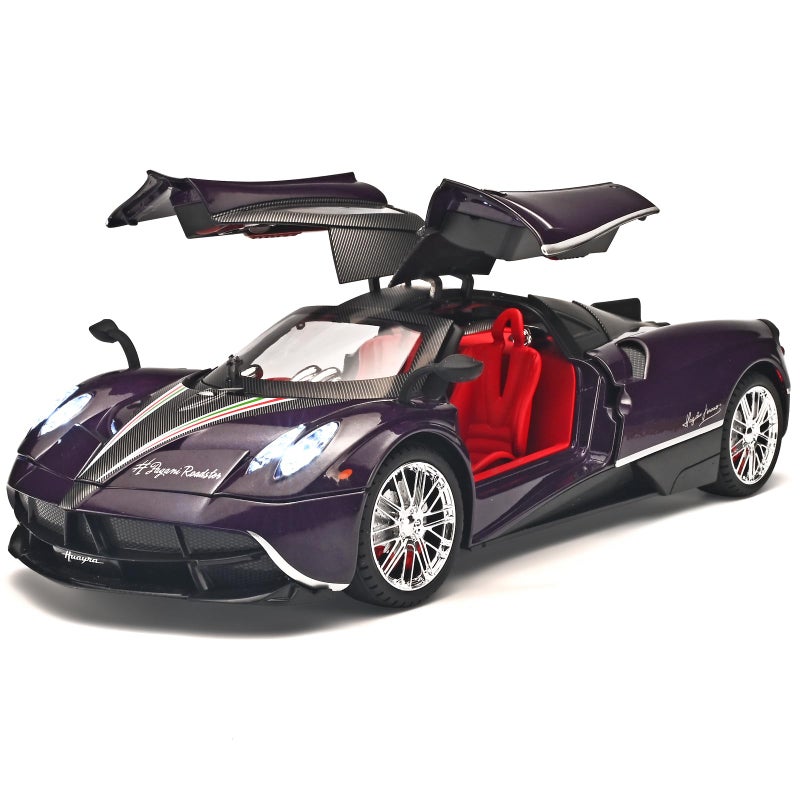 RZAPE Car Toys for Boys 1 18 Scale Diecast Cars Compatible for Pagani Huayra Dinastia Model Car Kits CollectionMetal Pull Back Cars with Light and SoundToy Cars for Boys Age 47Purple - Image 3