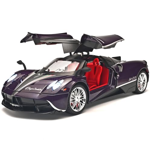 RZAPE Car Toys for Boys 1 18 Scale Diecast Cars Compatible for Pagani Huayra Dinastia Model Car Kits CollectionMetal Pull Back Cars with Light and SoundToy Cars for Boys Age 47Purple - Image 1
