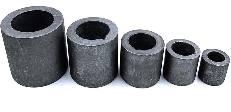 Aone Graphite Crucible Pack of 5 Sizes for Casting, Melting, Refining of Gold, Silver & Other Metals & Scrap Jewellery for Jewellery Making & Repair (35x35,45x45,55x55,65x65,75x75mm) - Image 2