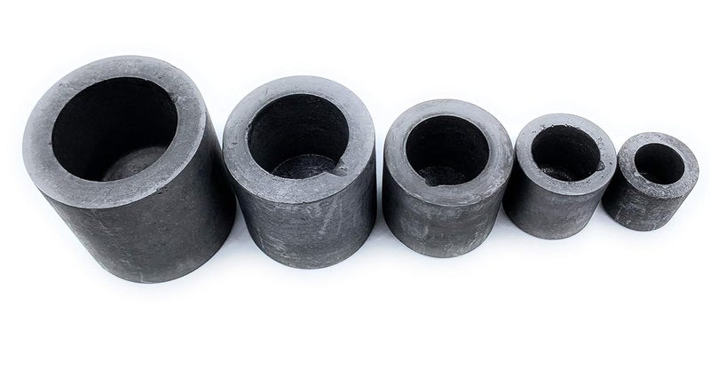 Aone Graphite Crucible Pack of 5 Sizes for Casting, Melting, Refining of Gold, Silver & Other Metals & Scrap Jewellery for Jewellery Making & Repair (35x35,45x45,55x55,65x65,75x75mm) - Image 4