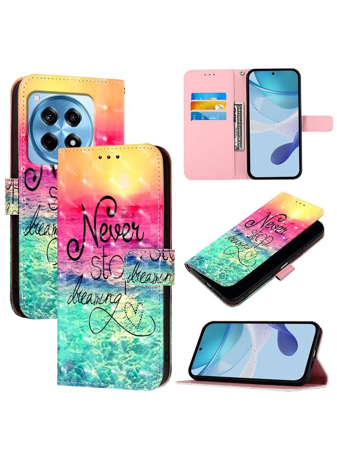 اس-توب جراب هاتف OnePlus 12R Global 3D Painting أفقي من الجلد القابل للطي - Image 1