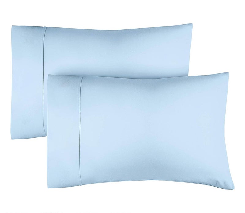 CGK Unlimited 100% Cotton Pillow Cases King Size - Cooling  Breathable & Soft Pillowcase Covers Set of 2-400 Thread Count Cotton - Wrinkle Free - Machine Washable Protectors - Luxury Hotel Bedding - Light Blue  - Image 1