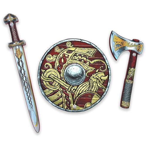 Liontouch Viking Foam Sword Shield Axe for Kids Aged 38 Years Chief Haralds Medieval Set for Little Warriors Berserkers Pretend Play Safe Weapon Accessories for Dress Up Costumes - Image 1