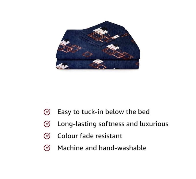 BSB بي إس بي هوم مجموعة شراشف سرير مفرد من قطن جلاسيه الفاخر بتصميم عصري مزخرف بالأزهار - أسود وأبيض - Image 3