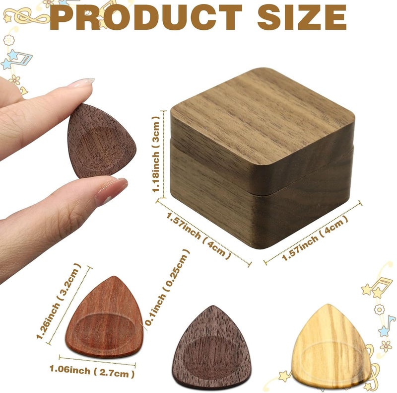 CANIPHA Wood Guitar Picks with Pick Box Personalized Picks Holder, for Boyfriend Coworker Son Husband, Guitar and Bass Accessories(1Pick Holder & 3 Picks) - Image 3