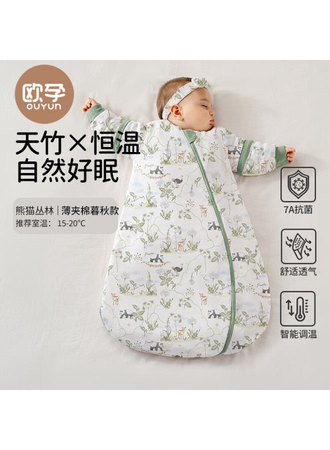 Ouyun Baby Sleeping Bag, Autumn And Winter, Children's Warm Ginger Constant Temperature Anti-kick Blanket, 1-3 Years Old Baby Padded Integrated Sleeping Bag, Squirrel 65