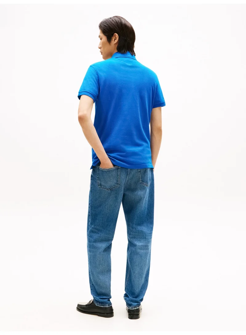 Tommy Hilfiger Vibrant Indigo 1985 Slim Fit Pique Polo Shirt for Men | Best Price UAE
