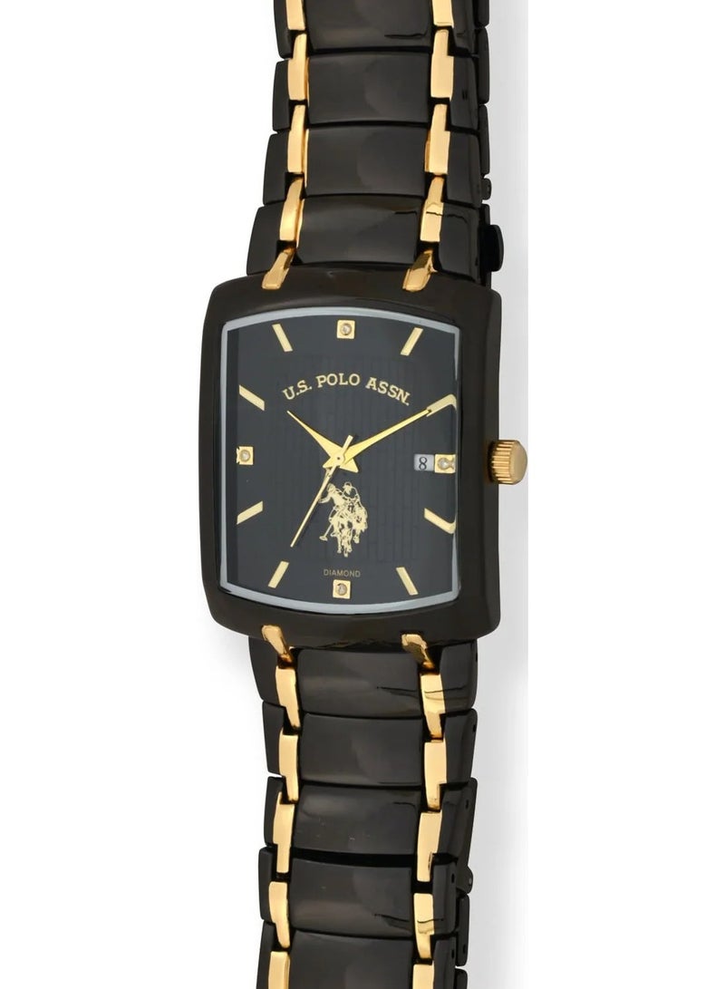 U.S. Polo Assn. Mens Vintage with Black and Gold Dial Watch USC80661 - Image 2