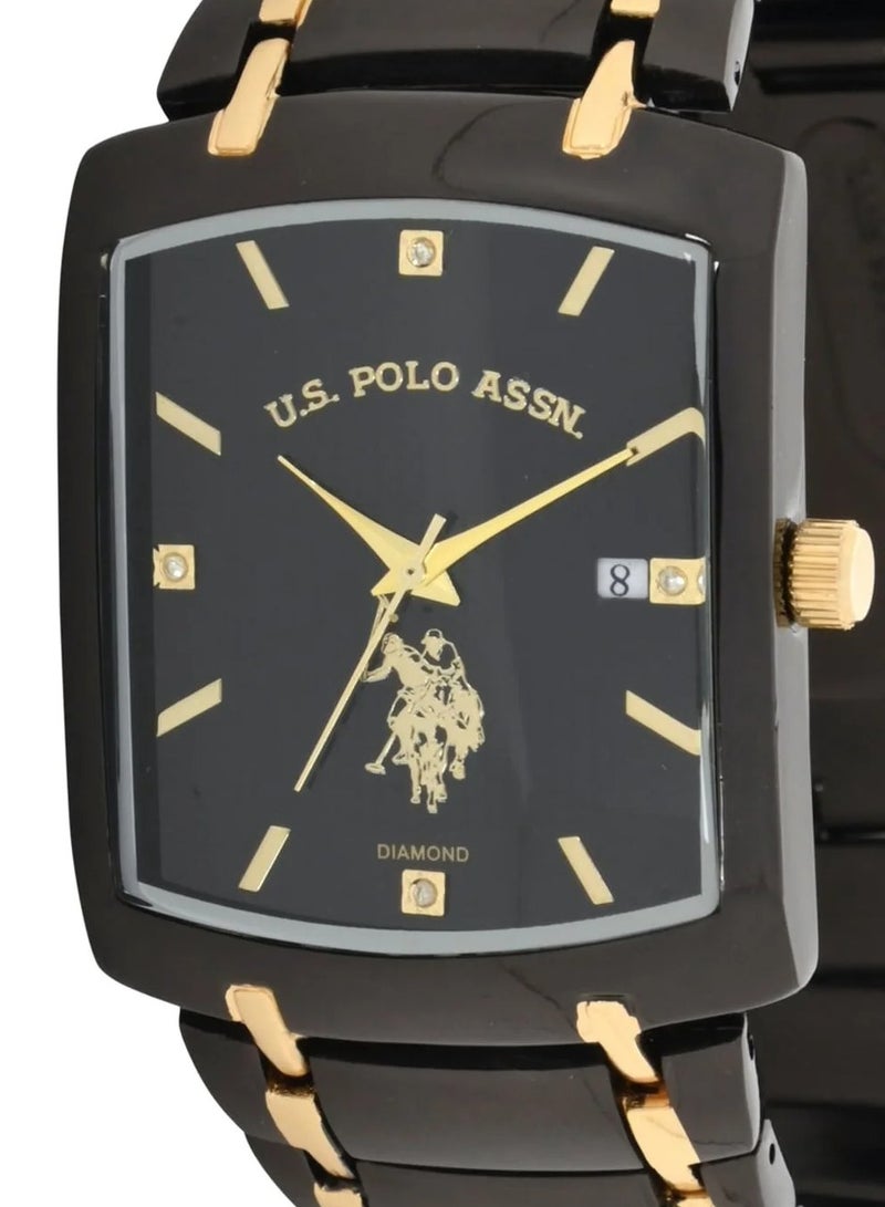 U.S. Polo Assn. Mens Vintage with Black and Gold Dial Watch USC80661 - Image 3