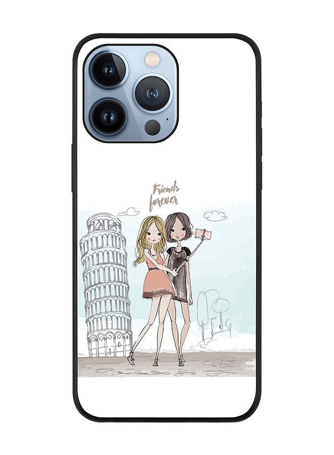 Stylizedd حافظة سوداء متينة لهاتف آبل آيفون 13 برو - تصميم نحيف ومرن مع حواف مطاطية مضادة للسقوط - أصدقاء إلى الأبد - Image 1