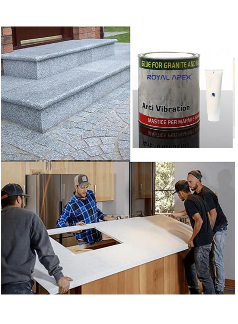 Royal Apex لاصق الرخام والجرانيت مع محلول المقوي لإصلاح الشقوق والرقائق وتركيب الرخام والحجر الطبيعي أبيض 1 لتر - Image 3