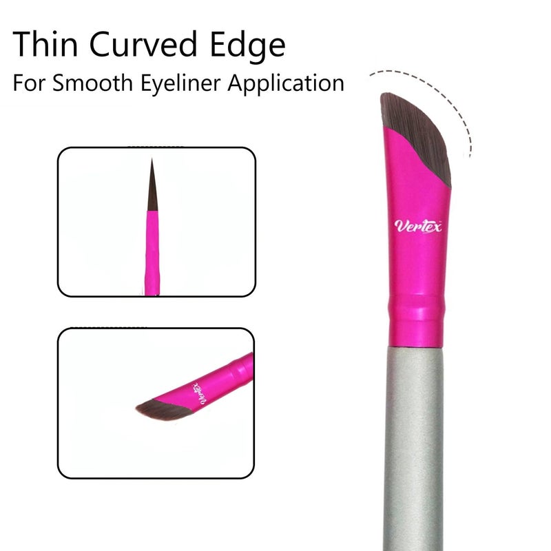 VERTEX Eyeliner Brush Fine Angled Set - For Liquid Gel Liner Applicator Bent Stencils Thin Pencil Pen Real Small Sharpener Angle Wing Tips Firm Makeup Brushes Black Stamp Winged Kit Flat Waterproof Cat Eye - Image 2