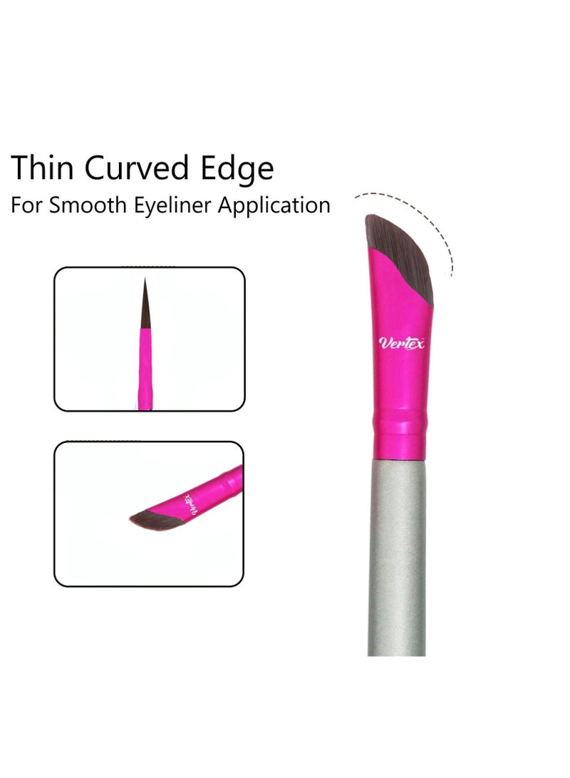 VERTEX Eyeliner Brush Fine angled Set - For Liquid Gel Liner Applicator Bent Stencils Thin Pencil Pen Real Small Sharpener Angle Wing Tips Firm Makeup Brushes Black Stamp Winged Kit Flat Waterproof Cat Eye - Image 2