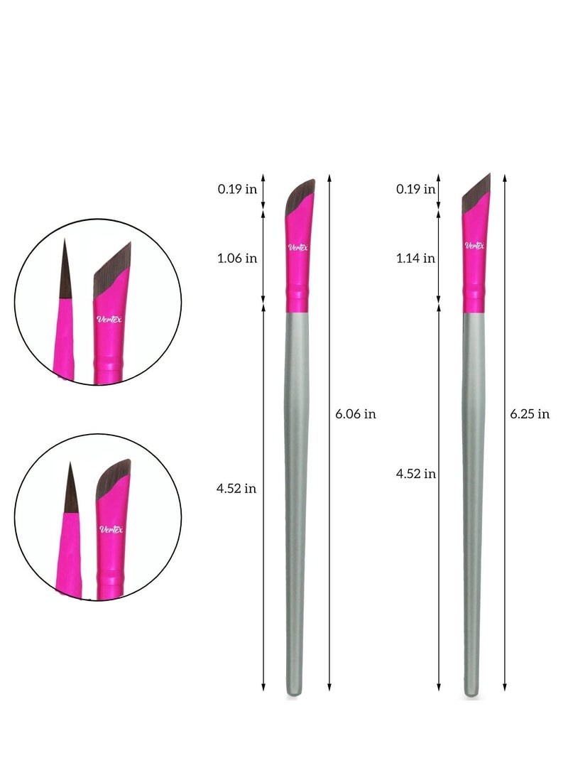 VERTEX Eyeliner Brush Fine angled Set - For Liquid Gel Liner Applicator Bent Stencils Thin Pencil Pen Real Small Sharpener Angle Wing Tips Firm Makeup Brushes Black Stamp Winged Kit Flat Waterproof Cat Eye - Image 3