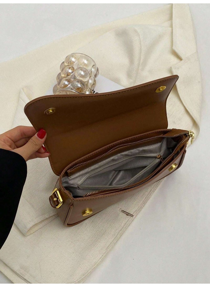 عرب شنطة يد كروشنطة يد كروس نسائية - تصميم أنيق ومثالي للاWomen's Crossbody Shoulder س نسائية - تصميم أنيق ومثالي للاستخدام اليومي - بني - Image 2