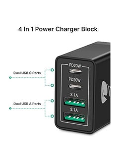 Aioneus USB Charger Plug, 40W 4-Port Fast USB C Charger PD Power Adapter + QC USB A Plug Multiport Type C Fast Charging Block Cube for iPhone 15 14 13 12 11 Pro Max XS XR X 8 7 SE Plus, iPad, Samsung  - Image 2