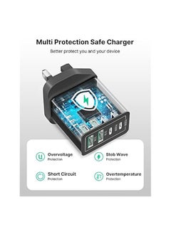 Aioneus USB Charger Plug, 40W 4-Port Fast USB C Charger PD Power Adapter + QC USB A Plug Multiport Type C Fast Charging Block Cube for iPhone 15 14 13 12 11 Pro Max XS XR X 8 7 SE Plus, iPad, Samsung  - Image 4