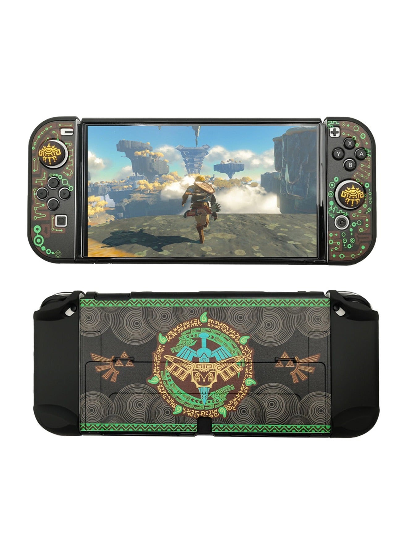Dockable Protective Case Compatible with Switch OLED 2021, Hard Shell Case Cover for Switch OLED and Joy-Con Controllers with 2 Thumb Grips,Zelda Switch OLED Carrying Case (Zelda tears of The Kingdom)
