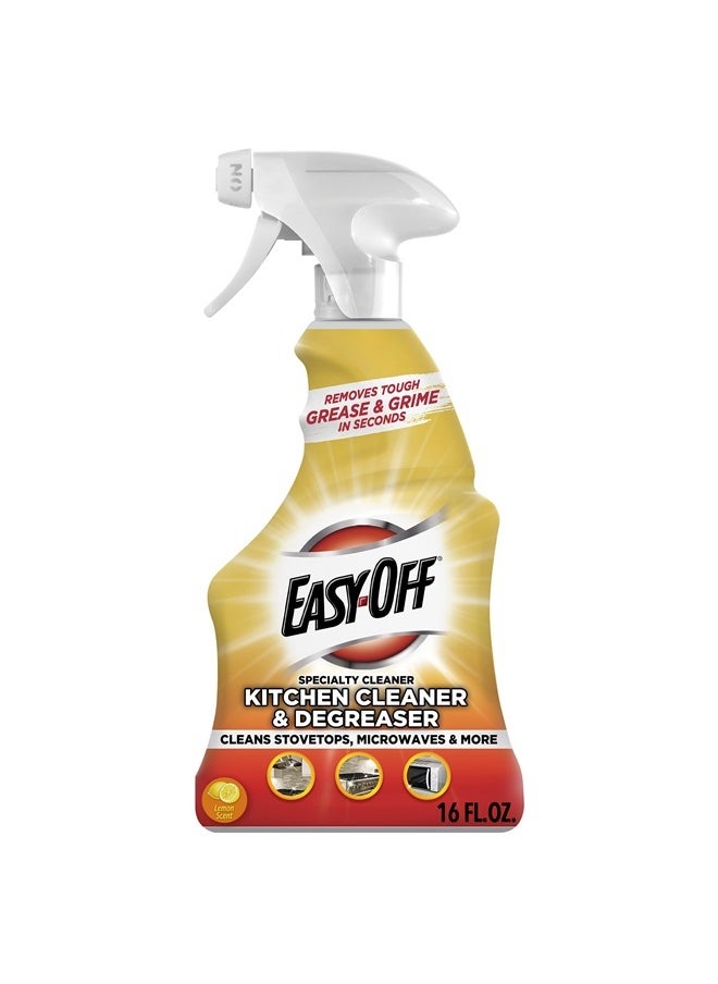 Easy Off Specialty Kitchen Degreaser Cleaner, Clear, Lemon, 16 Fl Oz  - Image 1