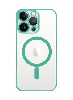 iPhone 13 Pro Max MagSafe Case Wireless Charging Compatible Clear Cover with Electroplating Frame Camera Lens Protection Design Green