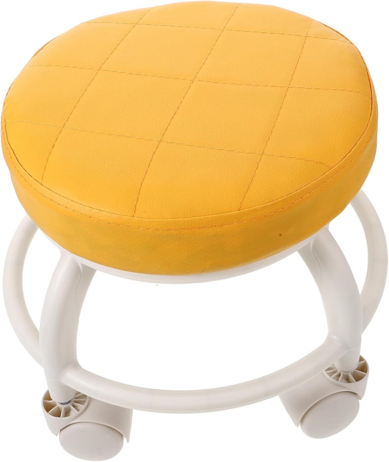 Vibrant Orange Low Roller Swivel Stool with Wheels Durable Rotating Footrest for Nail Salons Massage Home Cleaning Heavy Duty Rolling Chair - Image 1
