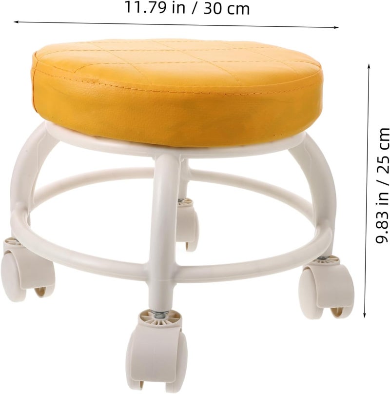 Vibrant Orange Low Roller Swivel Stool with Wheels Durable Rotating Footrest for Nail Salons Massage Home Cleaning Heavy Duty Rolling Chair - Image 3