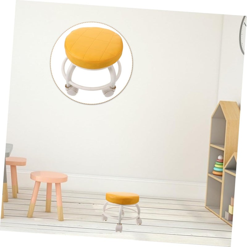 Vibrant Orange Low Roller Swivel Stool with Wheels Durable Rotating Footrest for Nail Salons Massage Home Cleaning Heavy Duty Rolling Chair - Image 5