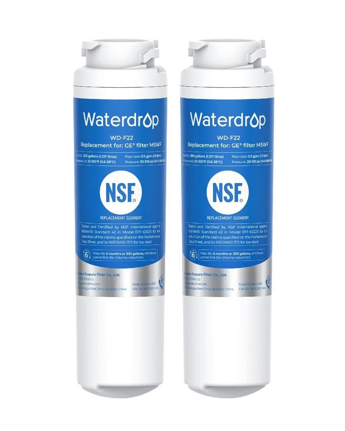 Waterdrop MSWF Refrigerator Water Filter, Replacement for GE MSWF, 101820A, 101821B, RWF1500A, NSF 42&372 Certified, Pack of 2 (Package May Vary) - Image 1