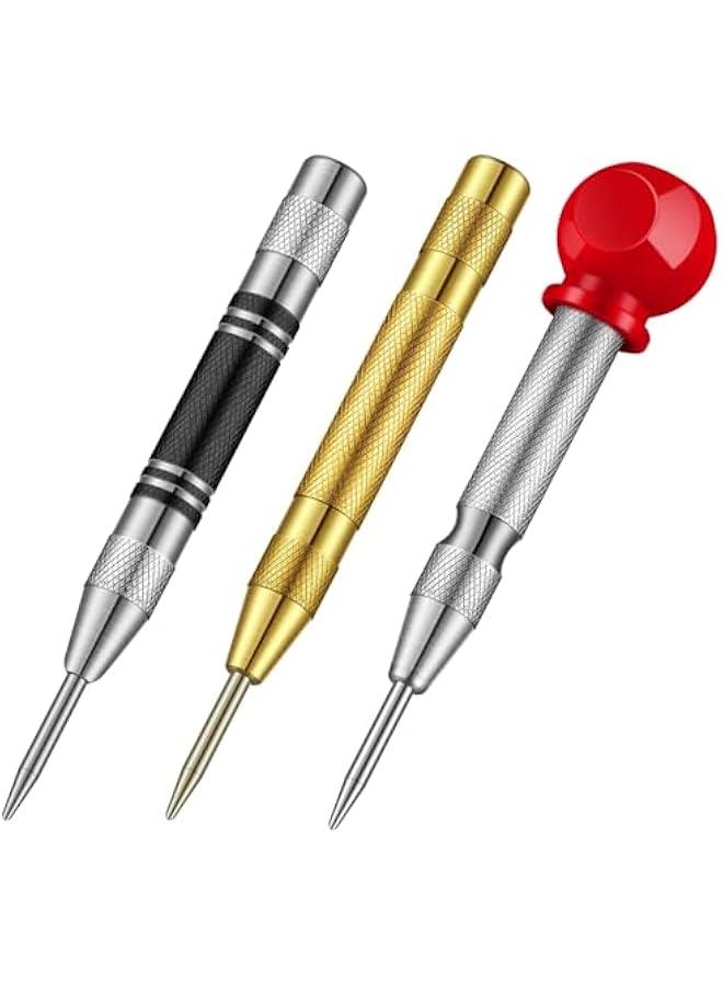 MOXO 3  Center Punch Spring Loaded Automatic Punch 5 Inches Crushing Hand Tool Center Hole Punch for Wood Metal Awl Puncher with Cushion Cap Adjustable Tension - Image 1