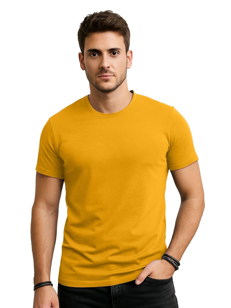 Veirdo® 100% Pure Cotton Regular Fit Round Neck Cool Solid Half Sleeve T-Shirt Combo for Men (PO4_TSH_V_99_CR_FG_LC_MT_XL) - Image 3