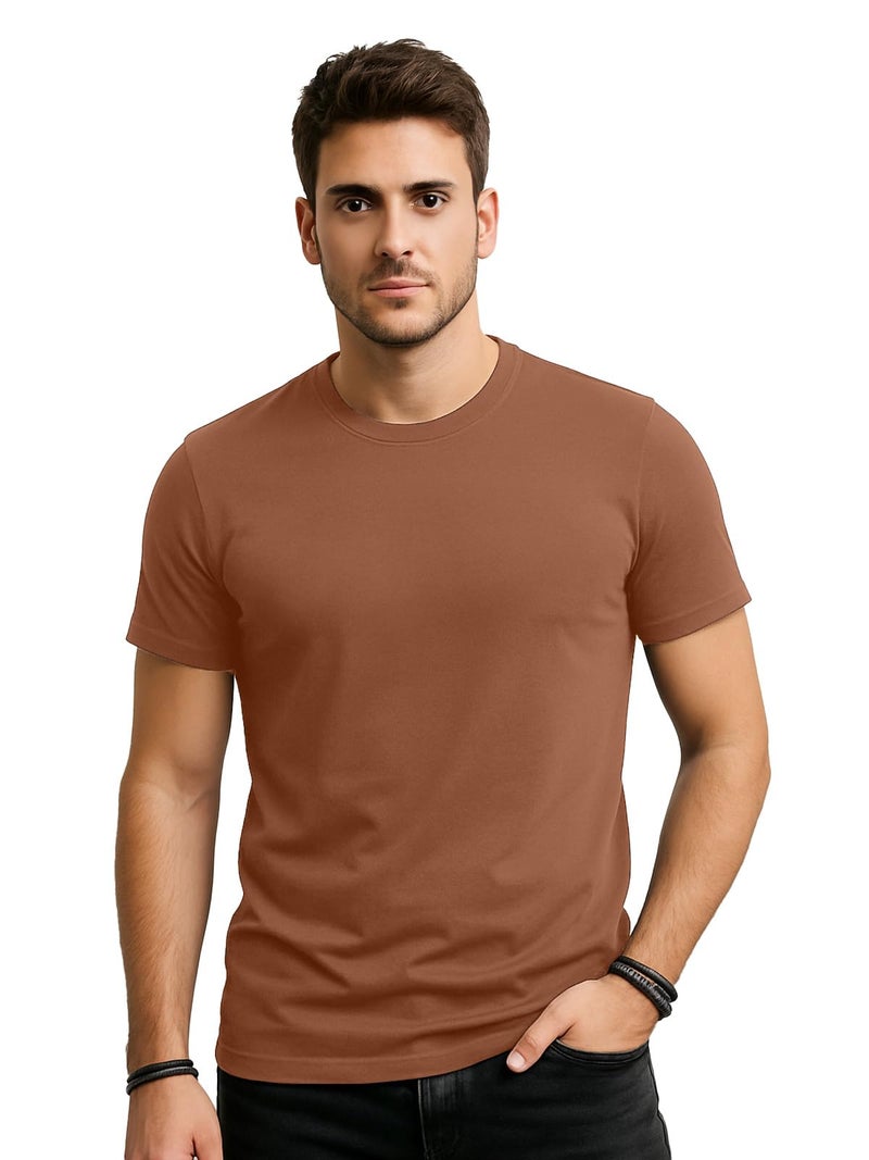 Veirdo® 100% Pure Cotton Regular Fit Round Neck Cool Solid Half Sleeve T-Shirt Combo for Men (PO4_TSH_V_99_CR_FG_LC_MT_XL) - Image 2