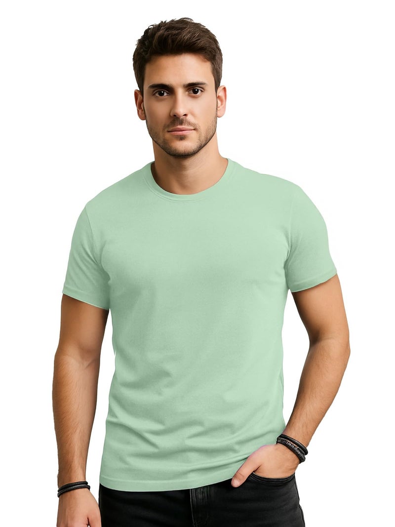 Veirdo® 100% Pure Cotton Regular Fit Round Neck Cool Solid Half Sleeve T-Shirt Combo for Men (PO4_TSH_V_99_CR_FG_LC_MT_XL) - Image 4