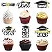 Chewarelly 24 Pack 2026 Congrats Grad Cupcake Toppers Set Graduation Cupcake Decor Class of 2026 Cupcake Picks for Senior High School College Grad Party Decorations SuppliesBlack with Gold A - Image 3