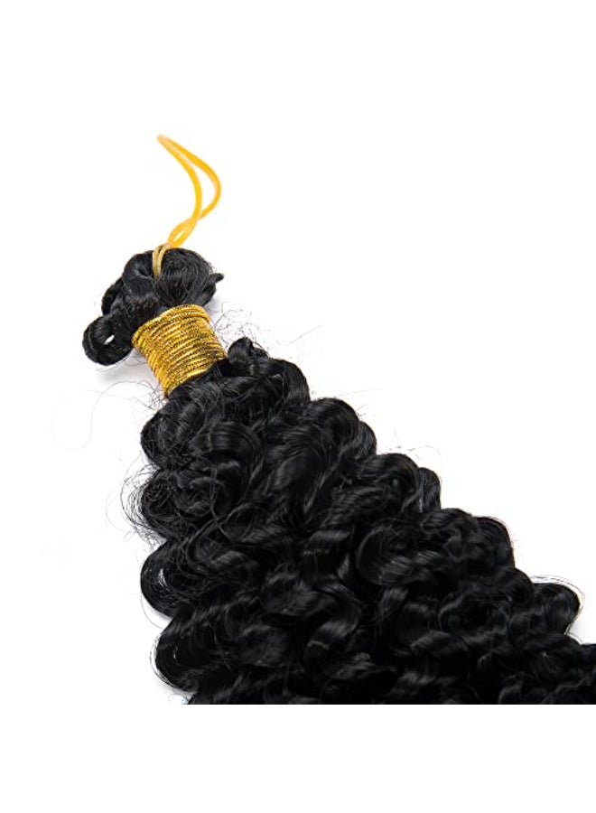 Hairro إضافات شعر هيررو كروشيه بموجة مائية 14 بوصة أفرو مارليبوب كيني كيرلي شعر صناعي ضفائر حزم جيري كيرل تويست شعر نسائي أسود 3 حزم حزمة 1B أسود غير لامع - Image 4