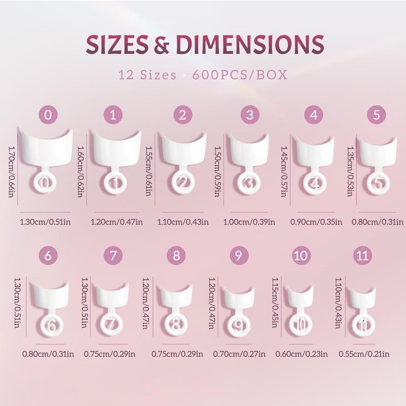 Ranrose 600PCS Short French Style False Nails Half Cover Nails Tips,White Short Acrylic Extension Finger Nail 12 Sizes with Box - Image 3