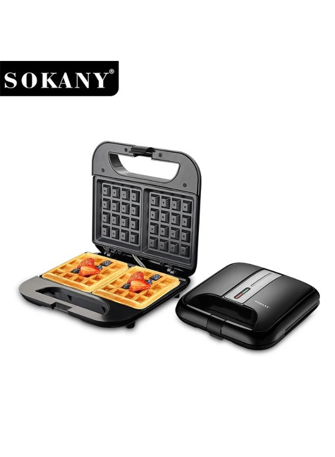 Sokany SK-08070 Electric Waffle Maker, 750W | Double Non-Stick Waffle Maker, Easy to Clean, with Double-Sided Heating and Heat-Resistant Body - Black - Image 2