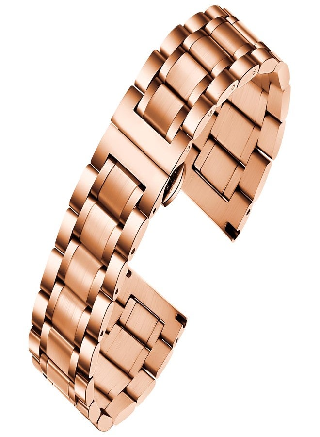 TStrap Metal Watch Band 20mm - Rose Gold Quick Release Watch Bands for Men Women - Stainless Steel Smart Watch Strap Bracelet Replacement Polished - 12mm ... 20mm 22mm 24mm - Image 1