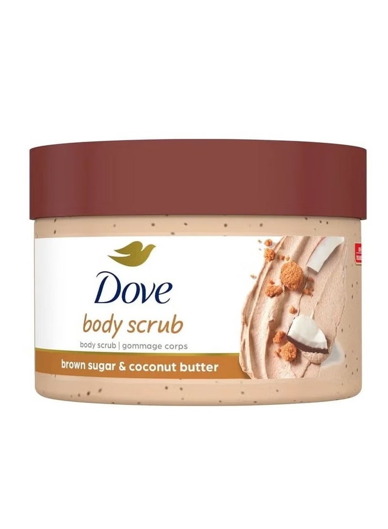 دوف مقشر للجسم مقشر ملمع للنعومة الحريرية للبشرة البني السكر وجوز الهند الجسم الزبد مقشر يقشر ويعيد مغذيات البشرة الطبيعية 10.5 أونصة - Image 1