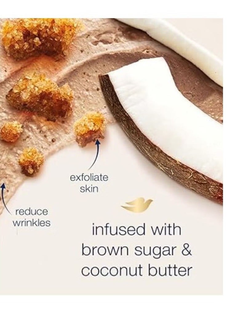 دوف مقشر للجسم مقشر ملمع للنعومة الحريرية للبشرة البني السكر وجوز الهند الجسم الزبد مقشر يقشر ويعيد مغذيات البشرة الطبيعية 10.5 أونصة - Image 5