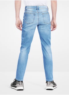 Web Denim Web Denim Light Blue Mid Waist Regular Fit Straight Stretchable Jeans Fashionable Relaxed Fit Comfortable Denim Pant For Men  - Image 3