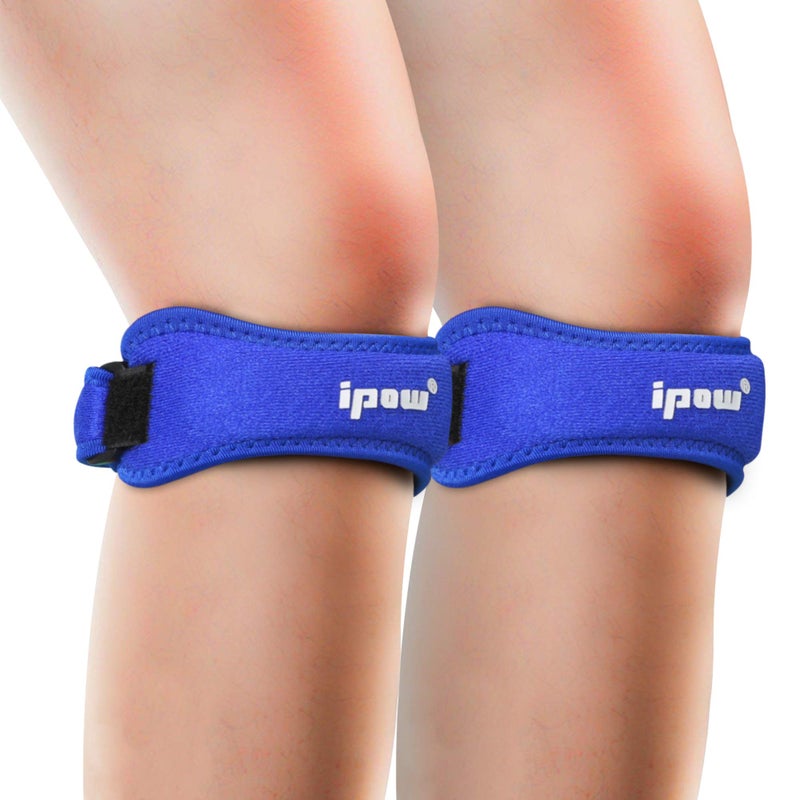 IPOW 2 Pack Knee Pain Relief Patella Stabilizer Knee Strap Brace Support for Hiking Soccer Basketball Running Jumpers Knee Tennis Volleyball Squats