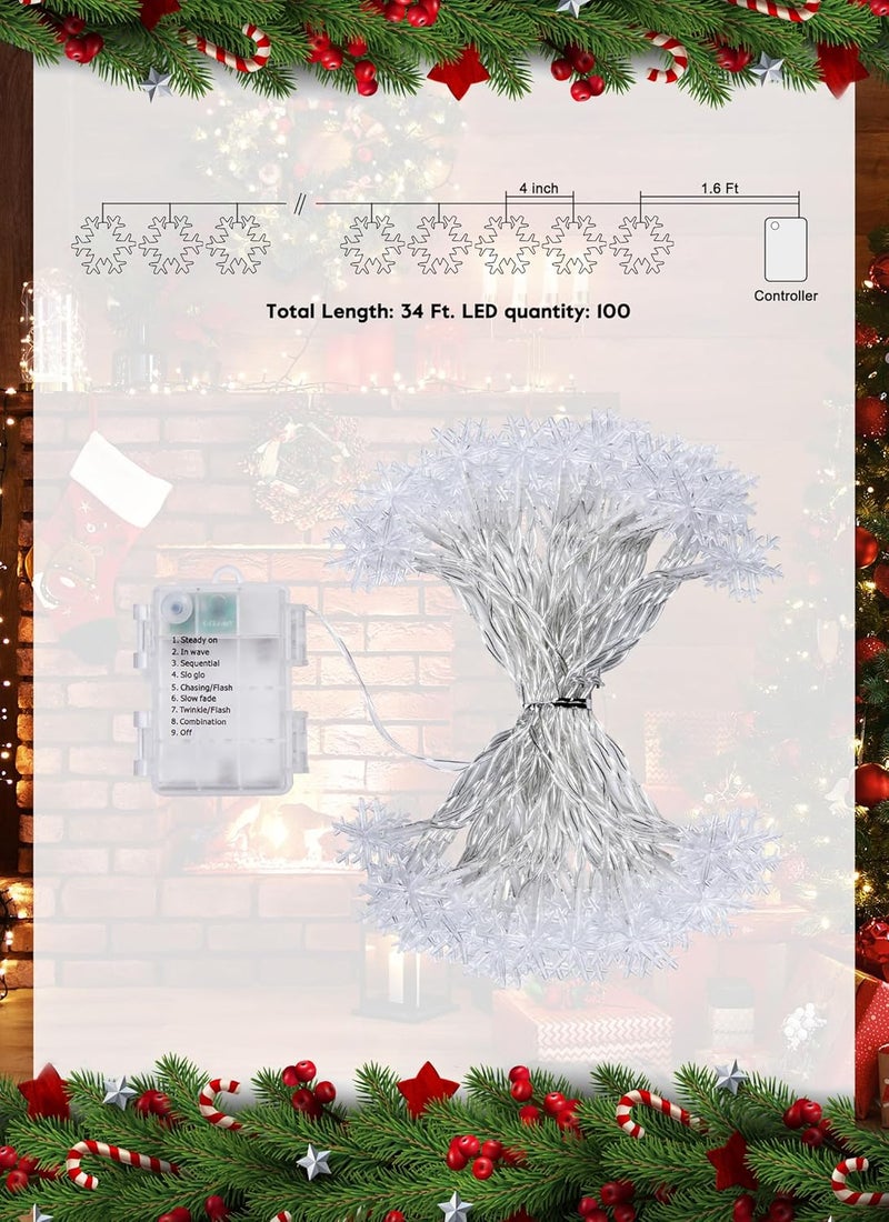 Brightown Ourdoor Snowflake String Lights 50 LED 26 Ft Multicolor Christmas Lights with Battery Operated 8 Lighting Modes Waterproof Shatterproof Twinkle Fairy Holiday Lights for Xmas Decor - Image 2