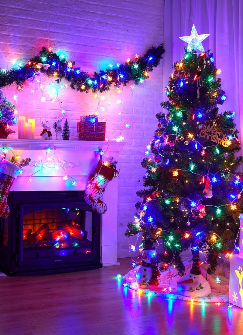 Brightown Ourdoor Snowflake String Lights 50 LED 26 Ft Multicolor Christmas Lights with Battery Operated 8 Lighting Modes Waterproof Shatterproof Twinkle Fairy Holiday Lights for Xmas Decor - Image 5