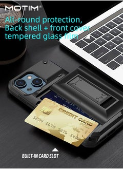 Motim Case for iPhone 14/14 Plus, Top Grade Heavy Duty Shockproof Protective Phone Case Kickstand Cover with Hidden Card Slot  - Image 3