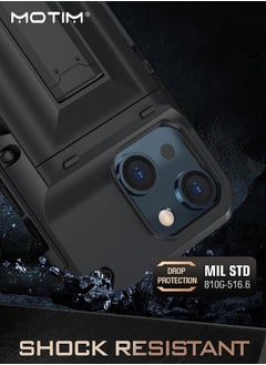 Motim Case for iPhone 14/14 Plus, Top Grade Heavy Duty Shockproof Protective Phone Case Kickstand Cover with Hidden Card Slot  - Image 2